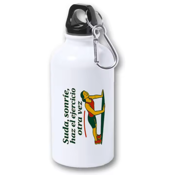 MERCHANDMANIA Bidón 400ml metálico frase motivadora gimnasio ejercicio gym esfuerzo para viaje y deporte - 1