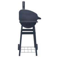 vidaXL Barbacoa de carbón con ahumador y estante inferior negro - details 2