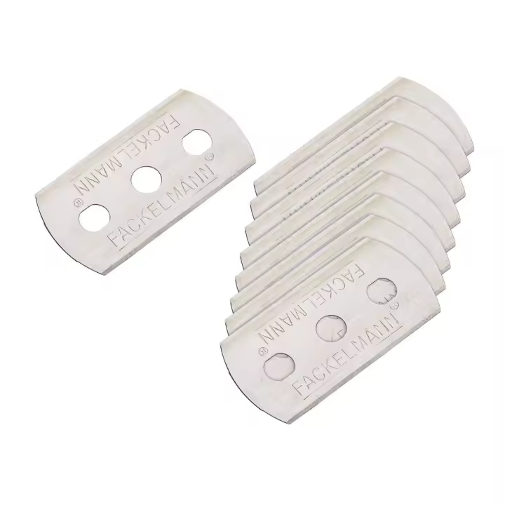 FACKELMANN Cuchillas Rasqueta Vitrocerámica, Recambio Cuchilla Limpieza, Raspador Vidrio y Pintura Pegatinas Residuos Suciedad, Raspador superficie Lisa, No raya, de acero inoxidable, 4,4x2,2cm, 10uds - 1