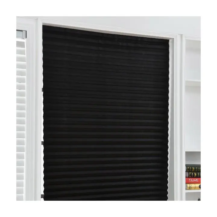 Cortina plisada ciega puerta autoadhesiva baño balcón persianas semiopacas-TAMAÑO, COLOR: 60 * 150, negro - 1