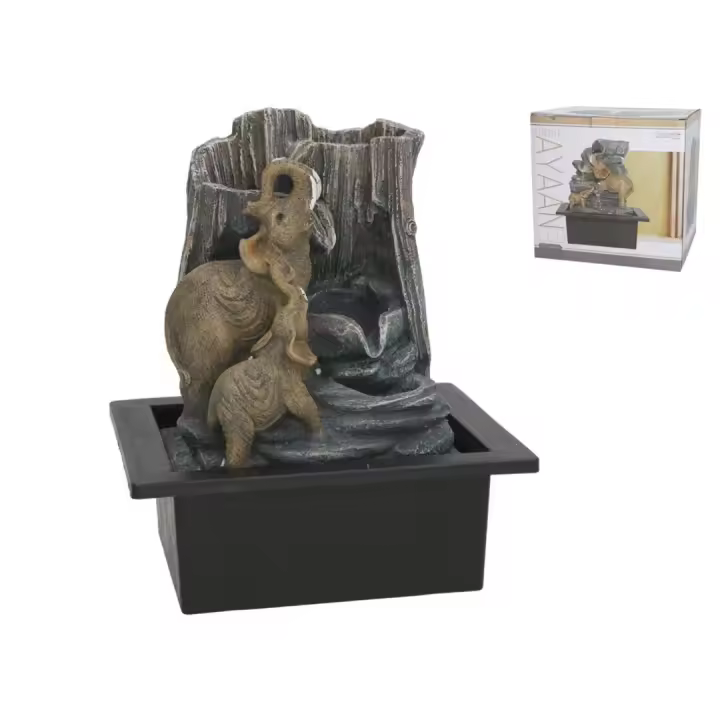 Gissed - Fuente Decorativa con Elefantes y Cascada, Diseño Relajante y Natural, Ideal para Decoración de Hogar, Oficina o Jardín, Estilo Zen con Circulación de Agua, Fabricada en Resina de Alta Calidad, Perfecta para Crear Ambientes Tranquilos y Elegantes - 1
