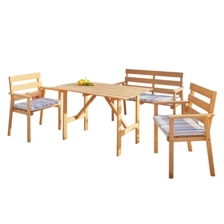 Conjunto de Jardín en Madera - Sofá 2 Plazas y 2 Sillas Individuales - 1