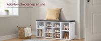 VASAGLE Banco para Zapatos, Repisa para Zapatos, Armario de Almacenamiento, 10 Compartimentos, con Cojín, para Entrada, 104 x 30 x 48 cm, Blanco/Marrón Rústico y Gris/Roble y Gris/Negro leñoso/marrón Camel - details 0