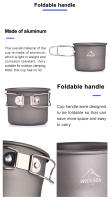 Taza De Camping Widesea De Aluminio Plegable Para Exterior Cocina Picnic Viajes Senderismo No Desechable Soporta Agua Hervida - details 3