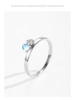 Zenyth anillo de circón de Piedra lunar Redondo de Plata de Ley 925, El regalo perfecto para Vacaciones o Aniversario de Mujeres - details 6