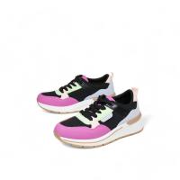 HLuna Zapatillas deportivas Sneakers de mujer color rosa fucsia y negro con cordones jf3093 - details 1