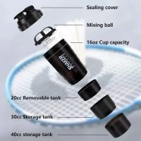 Botella De Proteína Con Agitador De 3 Capas Botella De Agua Con Mezclador Para Ejercicio Y Construcción Corporal Plástico - details 1