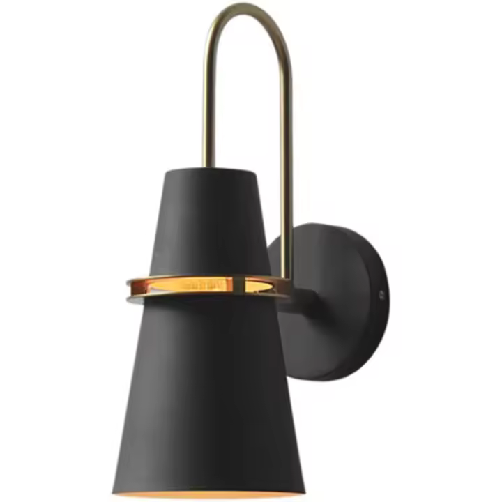 Lámpara de pared de cuerno colorido, nórdico moderno E27 lámpara de pared de metal, lámpara de pared de latón de estilo industrial para restaurante pasillo dormitorio sala de estar-Negro - 1