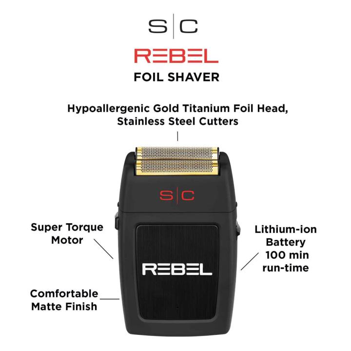 SC - Stylecraft Rebel Afeitadora Eléctrica Profesional para Hombre, Barba y Pelo, 100 min Autonomía Sin Cable, Maquinilla de Afeitar de Viaje Compacto y Portátil 150gr, Velocidad de Corte 11.000 RPM