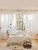 Cortina Blanca De Encaje Transparente Y Minimalista Lujo Para Dormitorio Y Sala De Estar 1 Pieza Cortina Moderna De Poliéster 100% - details 3