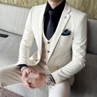 Traje Elegante Para Hombre Estilo Artístico Casual Vestido De Negocios Boda Traje Completo (chaqueta + Chaleco + Pantalones) - details 2