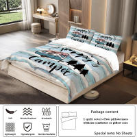 Juego De Cama 3 Piezas 'Happy Camper' Estampado Para Adolescentes Y Adultos Adecuado Para Dormitorio Y Camping Funda De Edredón Y 2 Fundas De Almohada 100% Poliéster 90gsm - details 3