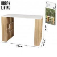 ARISE SHOP-Escritorio de madera "Nova" con 10 nichos de almacenamiento integrados - Beige/blanco - L 110 x P 60 x H 75 cm - details 1