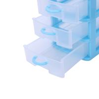 Mini caja de almacenamiento de plástico translúcida tipo cajón, azul, 3 capas - details 7