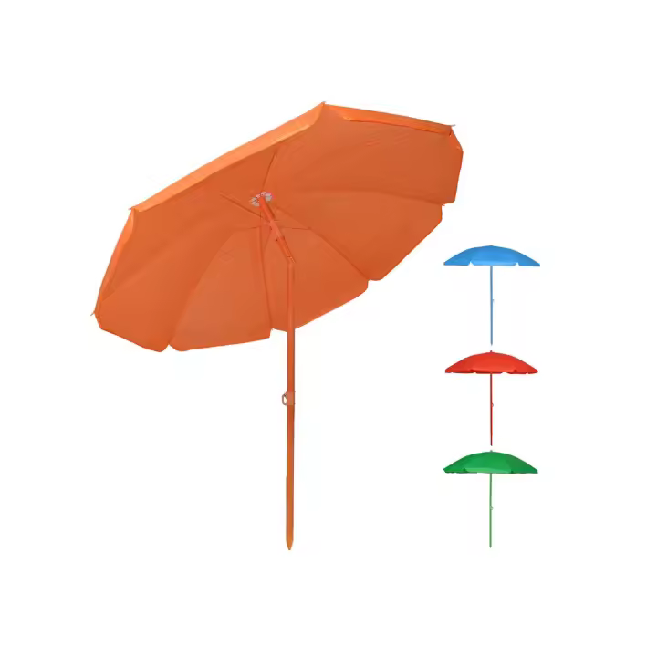 Mediawave Store Paraguas Playa Palinuro 185cm Inclinable, 8 Varillas Aluminio, Estacas, Ideal Jardín, Hogar y Exterior - 1