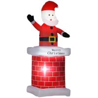 HOMCOM Papá Noel Hinchable con Chimenea Navidad Hinchable con 2 Luces LED e Inflador Eléctrico Decoración Navideña para Exteriores Interiores 80x70x210 cm Multicolor - details 0