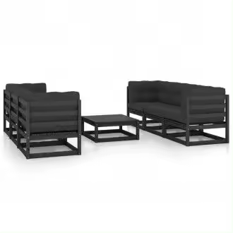 VIDAXL 3076388 juego de muebles con un diseño modular para el jardín de color negro con antracita - 1