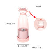 Mezclador Recargable De Frutas Frescas Usb Portátil Mini Batidora Eléctrica Rápida Para Smoothies Y Hielo En Azul/Rosa - details 2