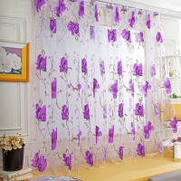 Cortinas De Tules Negras Con Florecimiento Para Decoración De Sala De Estar Y Dormitorio Translúcidas De Chiffon Voile Para Ventanas De Cocina - details 13