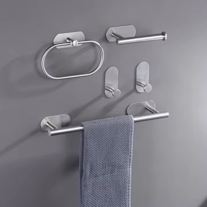 Gancho de almacenamiento de pared elegante de acero inoxidable resistente a la corrosión, conjunto de 4 piezas para colgar toallas - 1