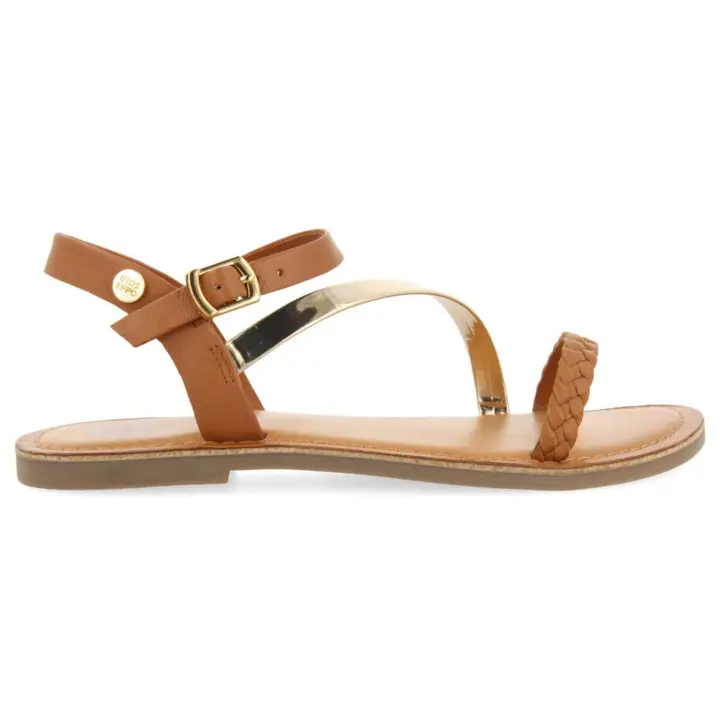 71901 Sandalias color cuero de piel con detalles trenzados y metalizados Gioseppo Helix - 1