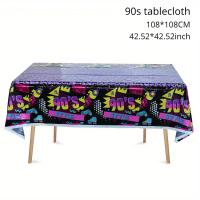 Mantel Decorativo De Fiestas De Los Años 80/90 Para Hombres Y Mujeres Cumpleaños Disco Mantel De Poliéster Y Algodón Máquina Lavable Reutilizable Estilo Jacquard - details 2