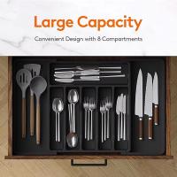 Organizador De Cajón De Cucharas Ajustable En Plástico Para Cocina Divisor De Almacenamiento Para Utensilios Y Cuchillería Estilo Moderno Plateado - details 3