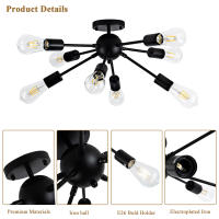 Modern Sputnik Ceilin Ganchillo Lámpara Colgante Satellite Iluminación Fuente De Luz Decorativa Para Sala De Estar Y Comedor Material De Hierro - details 31