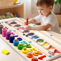 Juego De Puzzle Magnético De Colores Y Números Tablero De Laberinto De Madera Para Niños Montessori Desarrollo De Habilidades Motoras Finas - details 12
