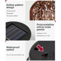 Lámpara Solar LED Retro De Hierro Con Mango Para Decoración De Camino Exterior Luz De Metal Vintage Fuente De Energía Solar - details 8