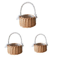 Cesta De Almacenamiento Tejida Para Boda Cumpleaños Y Decoración Del Jardín Hogar Con Manija Y Cinta De Rattan Flor - details 1