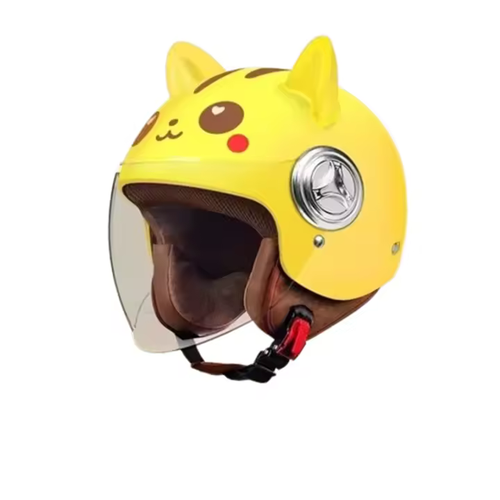 Casco De Seguridad Para Niños Vehículo Eléctrico Cuatro Estaciones Universal Medio Casco Dibujos Animados Divertidos Para Motocicleta Ciclismo Turismo - 1