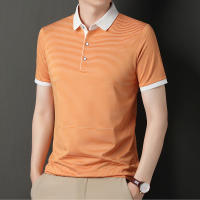 Camisa Polo De Punto Para Hombre 2024 Con Estampado De Rayas Algodón Transpirable Y Cómoda Para Negocios Casual Estilo Moderno - details 21
