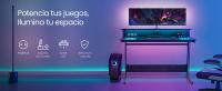 VASAGLE Escritorio para Juegos con Luces LED y Tomas de Corriente Incorporadas, Escritorio con Estante para 2 Monitores, Mesa para Oficina Dormitorio, 55 x 135 x 76 cm, Negro Ébano/Negro Carbón/Marrón Rústico - details 0