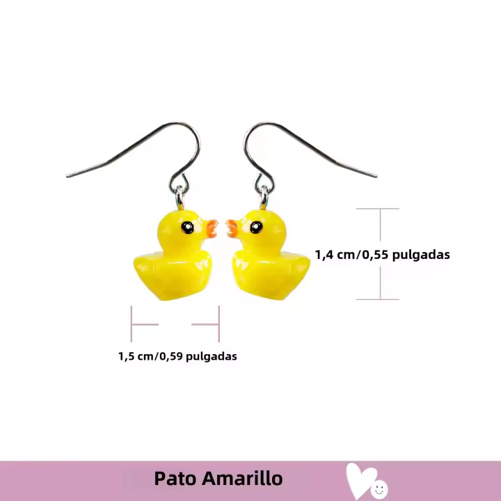 Mini Pendientes Colgantes De Pato Amarillo Lindo Para Mujeres Y Niñas Accesorio Único Para Fiestas Y Vacaciones - 1
