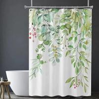 BIT Cortina de ducha de textura suave resistente al desgarro, impresión Digital 3D confiable, suministro de baño, cortina de partición, 1 Juego（180cm*180cmm） - details 4