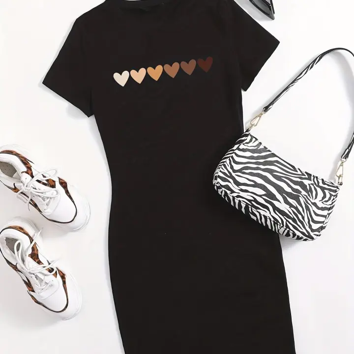 Vestido Casual De Mujer Talla Grande Manga Corta Cuello Redondo Suéter Deportivo Transpirable De Poliéster Longitud De Rodilla - 1