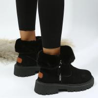 Botas De Nieve Gruesas Para Mujer Felpa Sintética Antideslizante Invierno Botas De Piel Sintética Con Forro De Algodón Botines Con Plataforma Talla Grande Cuña Cuadrada - details 13
