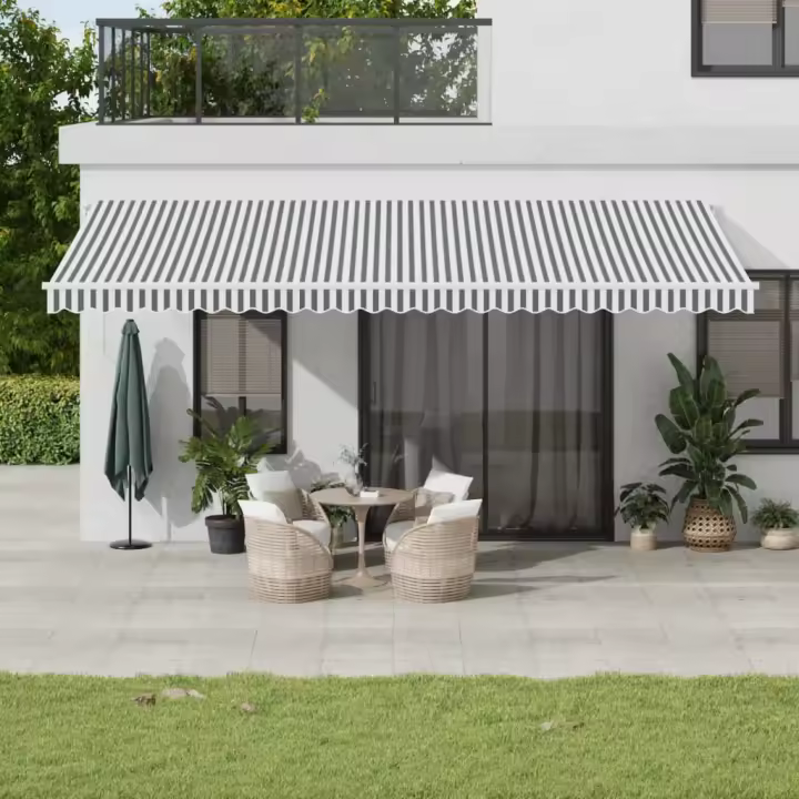 vidaXL Toldo retráctil manual gris antracita y blanco 600x300 cm - 1