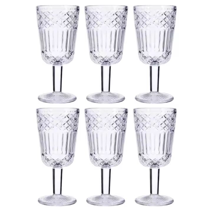 LA BOUCHÉE BY LA CARTUJA DE SEVILLA Set de 6 Copas de Vidrio Medina 28,5CL Transparente Con Relieve - 1