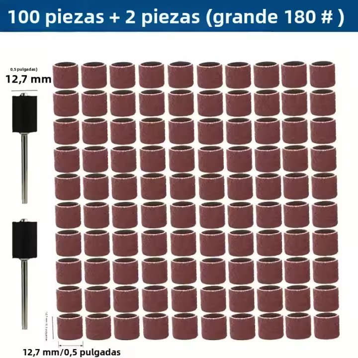 Kit De Enrosque De Arena 102 Piezas Con Mandril De 1/2 Y 1/4 Pulgada Grados 80/120/180 Herramientas De Abrazadera Para Taladro Rotatorio De Uñas - 1