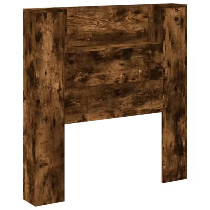 vidaXL Cabecero de cama con luz LED roble ahumado 100x16,5x103,5 cm - 1