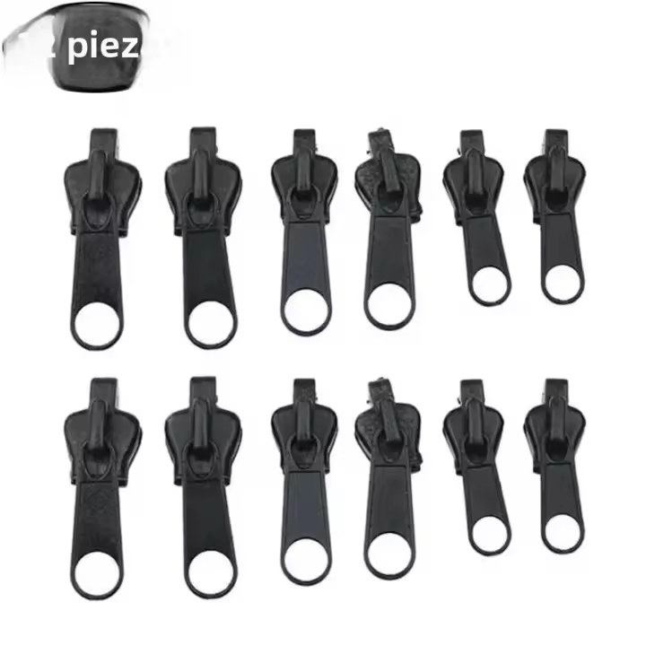 Kit De Reparación De Cremalleras Universal 6pcs Negro Rescate De Cremalleras DIY Con Dientes De Cremallera Metálica Para Bricolaje En Bolsos Ropa Y Muebles - 1