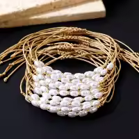 6PCS Pulseras Minimalistas De Cuero Con Perlas Simuladas Y Semillas De Cobre Multicolor Estilo Bohemio Joyería De Moda 2024 Para Mujer - details 0