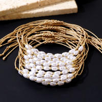 6PCS Pulseras Minimalistas De Cuero Con Perlas Simuladas Y Semillas De Cobre Multicolor Estilo Bohemio Joyería De Moda 2024 Para Mujer - details 0