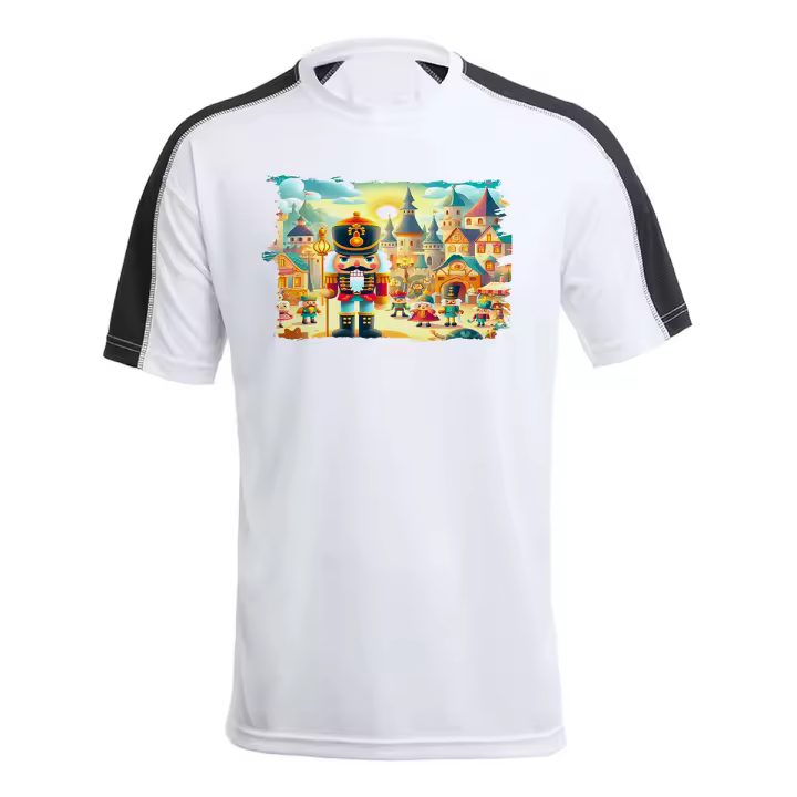 MERCHANDMANIA CAMISETA TÉCNICA FRANJA MANGAS NEGRA el soldadito de plomo cascanuezes cuento niños tshirt - 1
