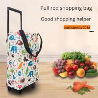 Carrito de compras plegable, bolsa de mano reutilizable y plegable, con ruedas de goma, carrito de compras ligero con ruedas, bolsa de mano para supermercado y viajes (blanco) - details 4