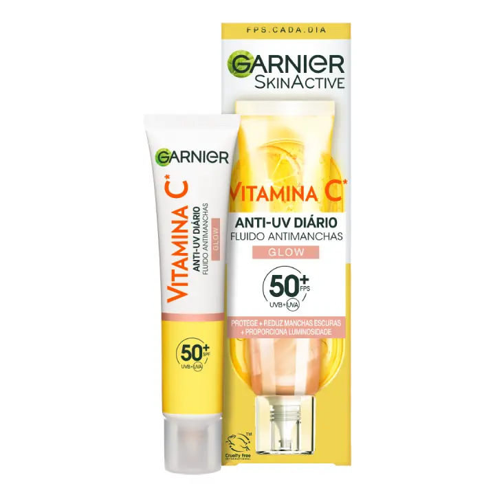 Garnier Vitamina C Fluido Antimanchas Anti-UV Diario Efecto Glow FPS50+, 40 ml - 1