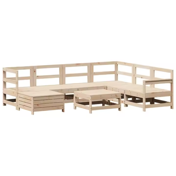 vidaXL Juego de sofás de jardín 8 pzas madera maciza de pino - 1