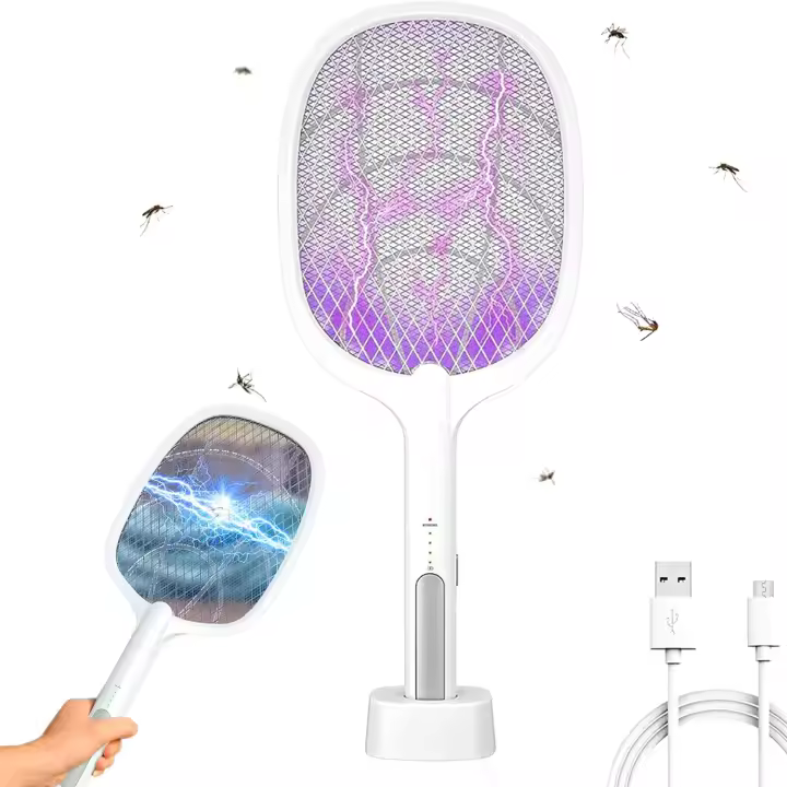Memories Raqueta matamoscas eléctrica Recargable USB, Raqueta eléctrica mosquitos, Trampa para insectos voladores, Casa y Jardín. - 1